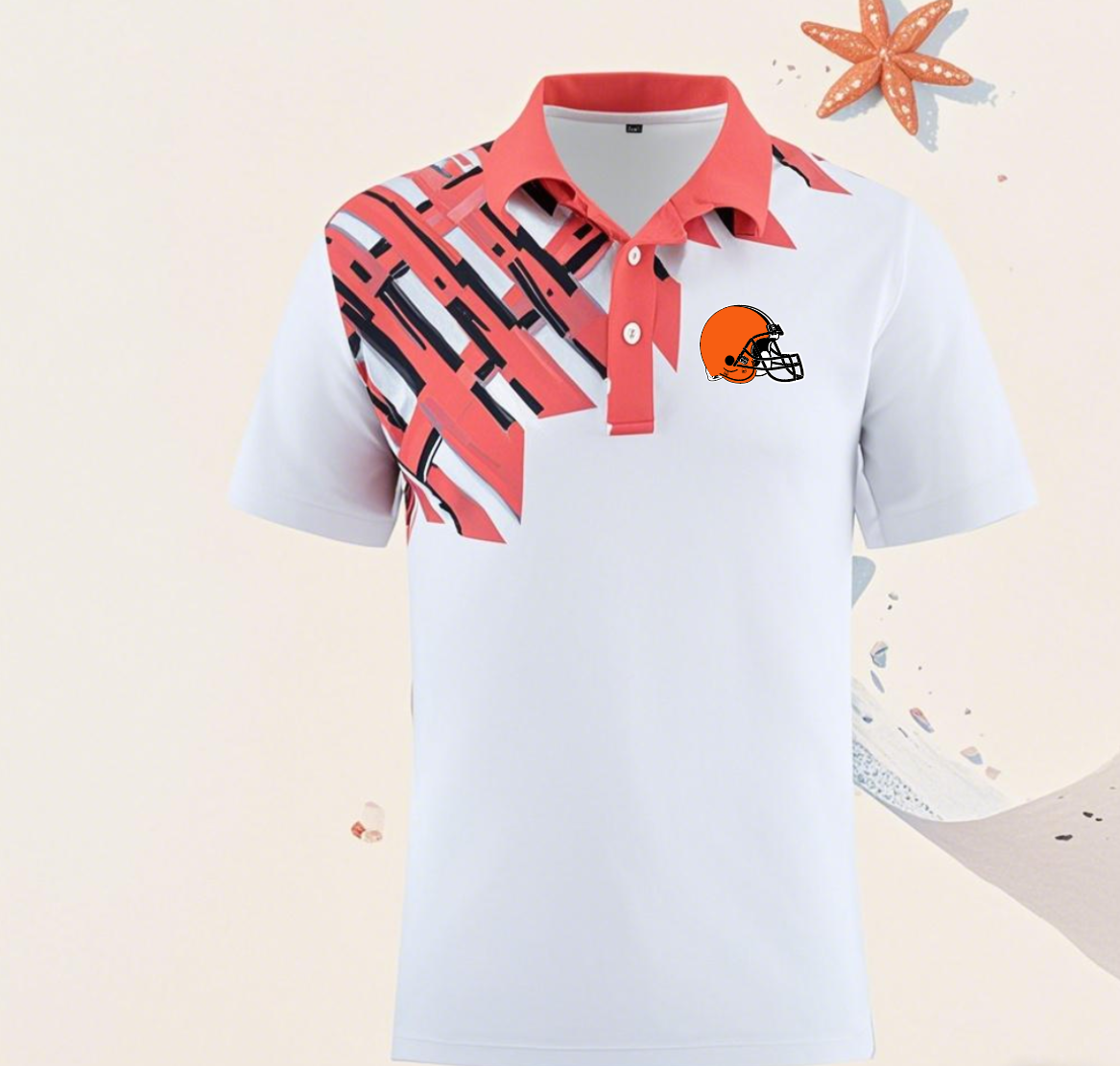 Cleveland Browns white style #2 Men 2025 NFL polo T shirt